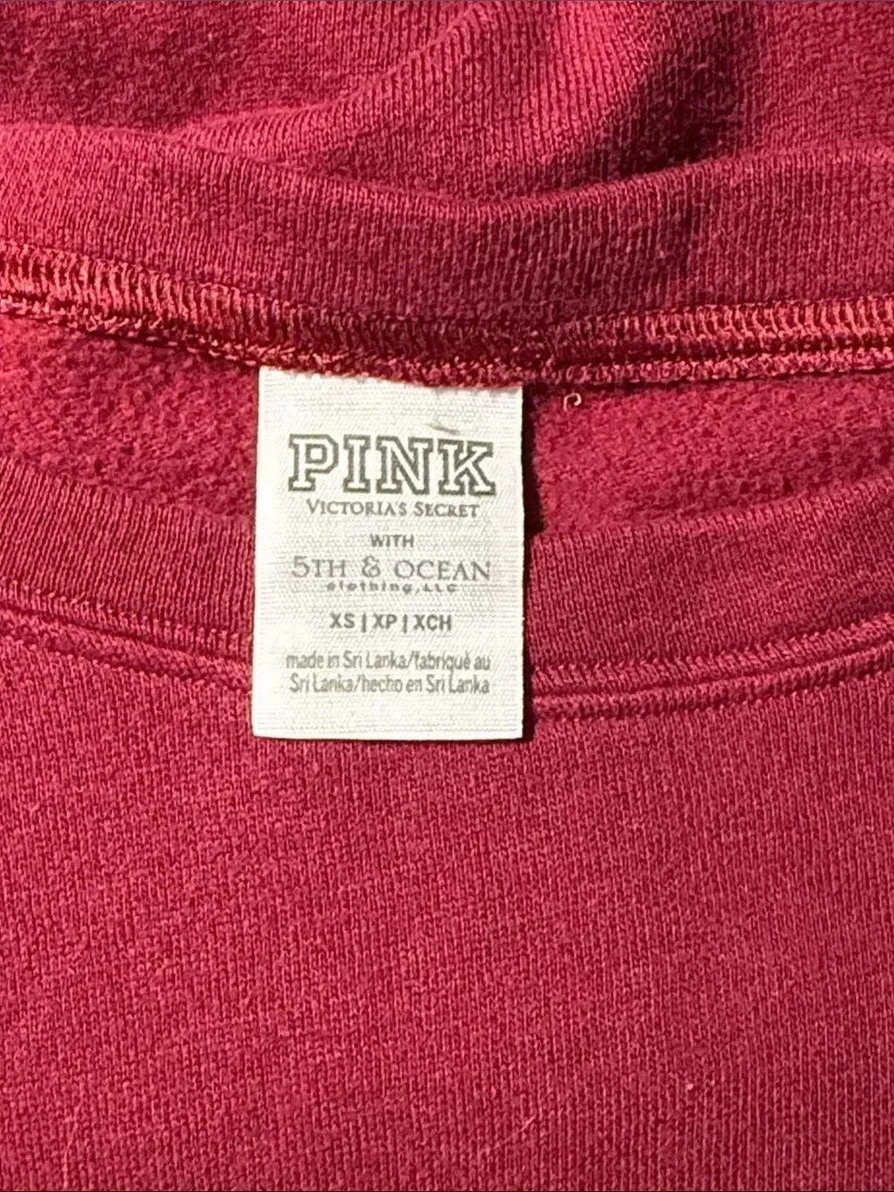 PINK Victoria's Secret ATM Burgundy Crewneck Sweatshirt Slid Slits Zipper